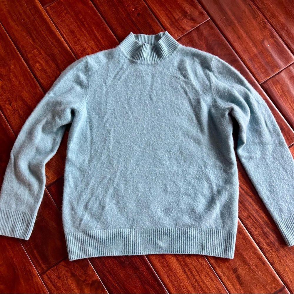 Norm Thompson Teal Ribbed Turtleneck Sweater